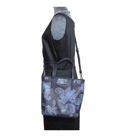 Michael Kors Handbags - Michael Kors Emry Paisley Leather Medium NS Tote Navy Blue Whimsical CE-1709 EUC